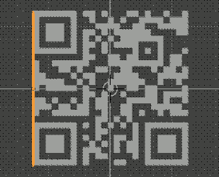 La tige que l'on a créé est centrée sur le bord gauche du QRcode